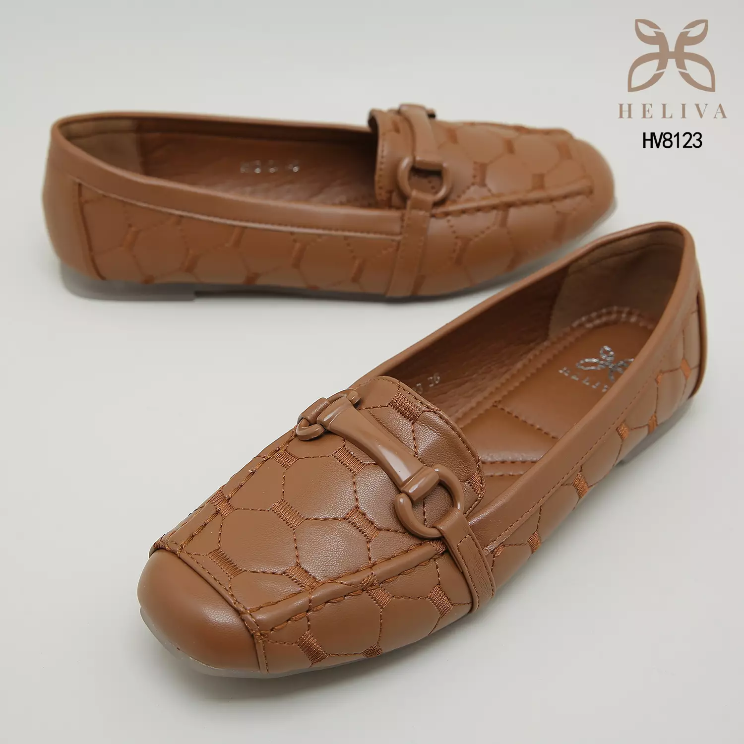 Heliva Abby Sepatu Loafers Slip On Monogram Horsebit