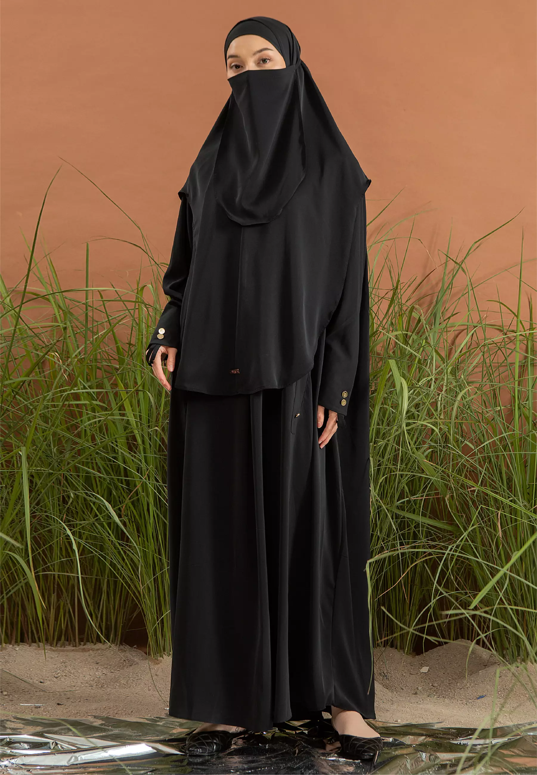 Asma Abaya Set Black L-XL