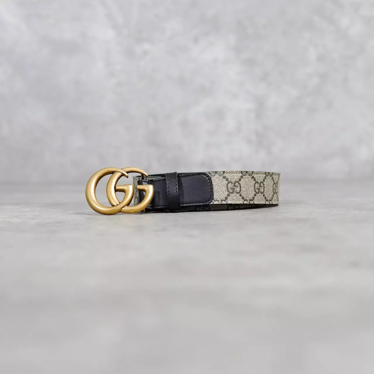 Ikat Pinggang GUCCI MARMONT MONOGRAM BEIGE BLACK GHW BELT 100% ORIGINAL