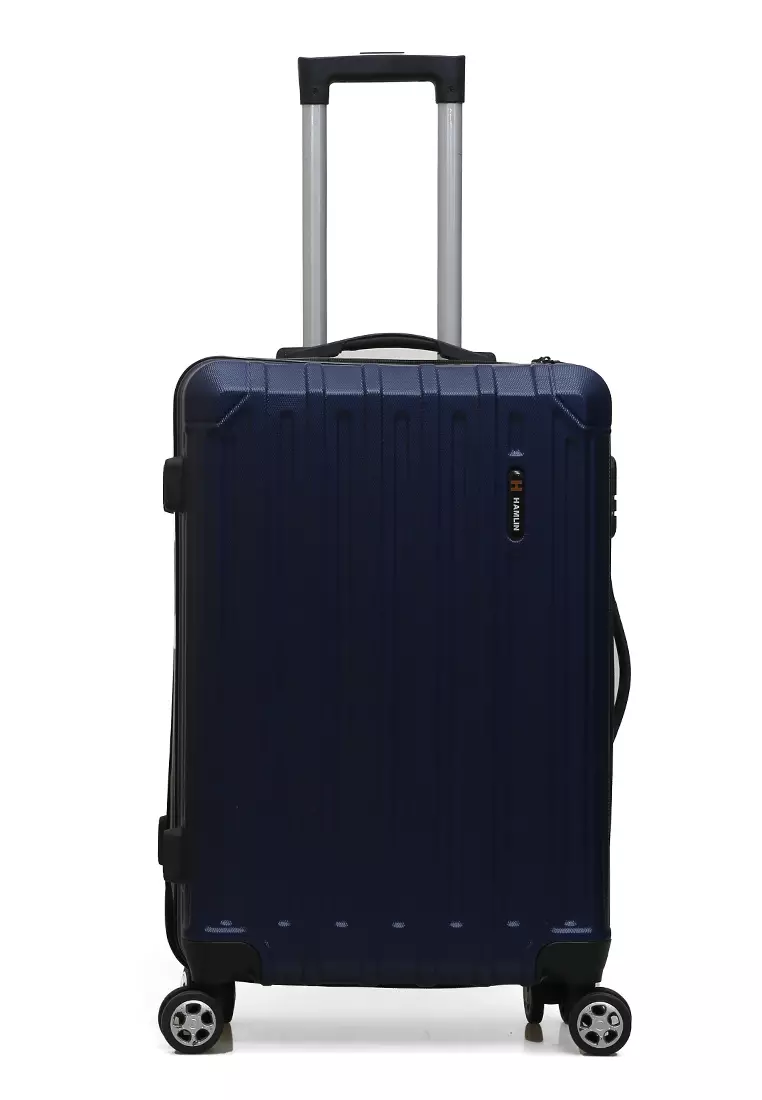 Isvara Tas Koper Hardcase Unisex One Set Suitcase Number Code Combination Lock Large Compartment Material ABS+PVC Coated ORIGINAL - Navy