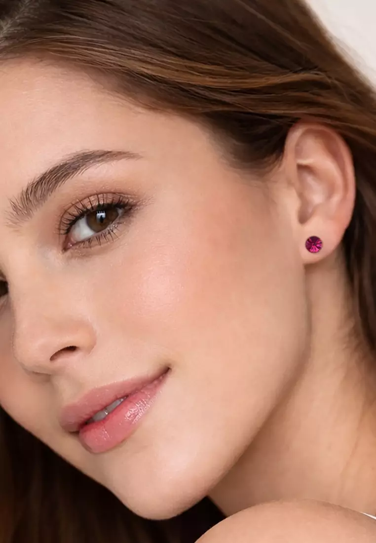 Apex Krystal Studs Embellished with SWAROVSKI® crystals-White Gold/Purple