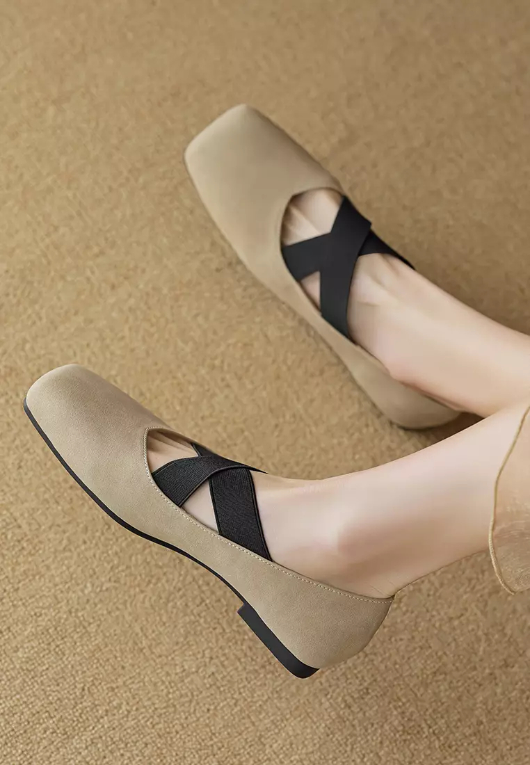 交叉搭帶方頭芭蕾舞鞋 WW8929-3