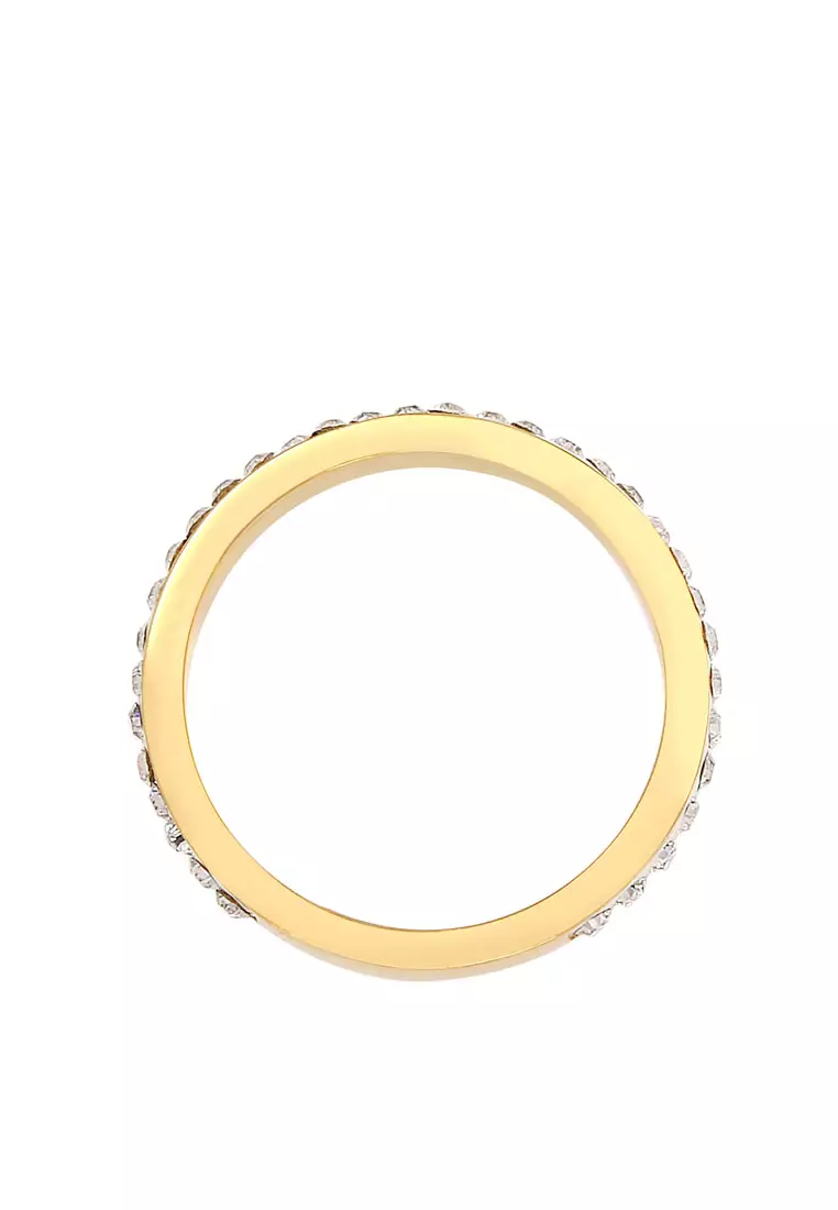 Ring Sparkling Crystals Gold Plated