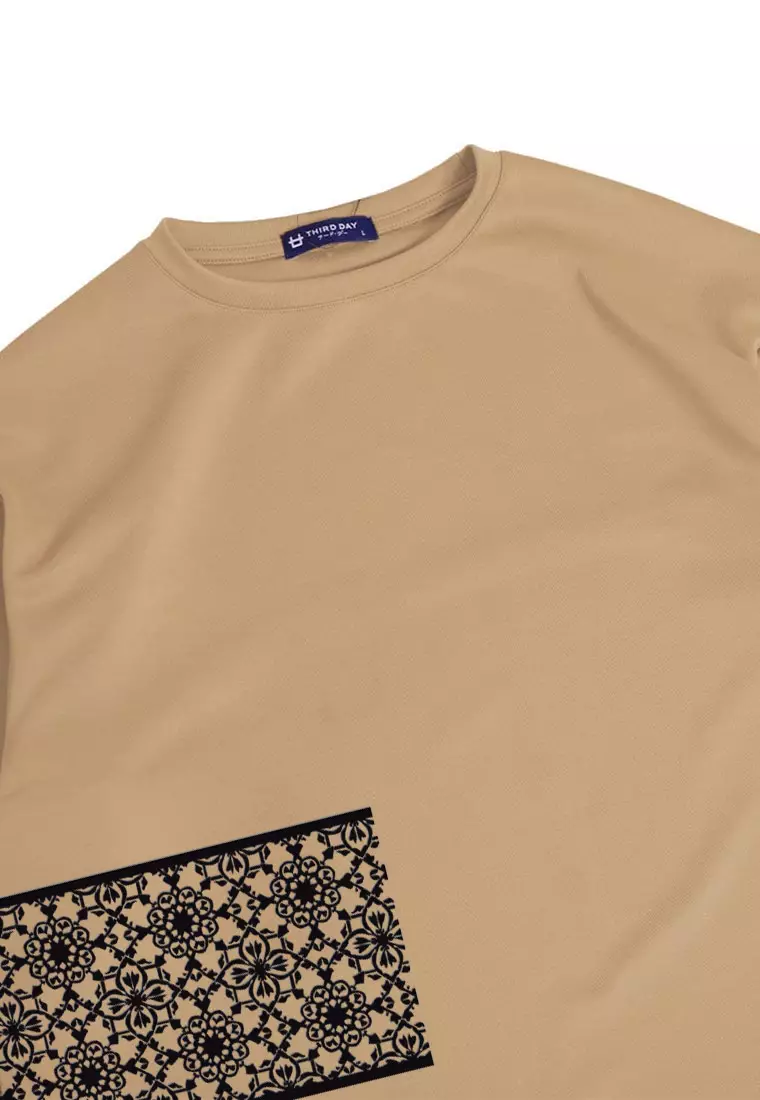 MTR10 kaos oversize baju koko modern bahan scuba tebal "istanbul" khaki