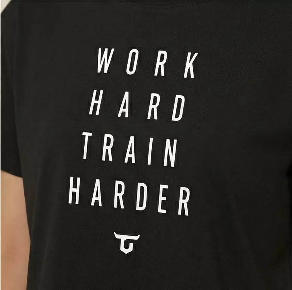 THIRDDAY Crop Top Olahraga Wanita Gym "work hard" OLC Instacool hitam LTH34