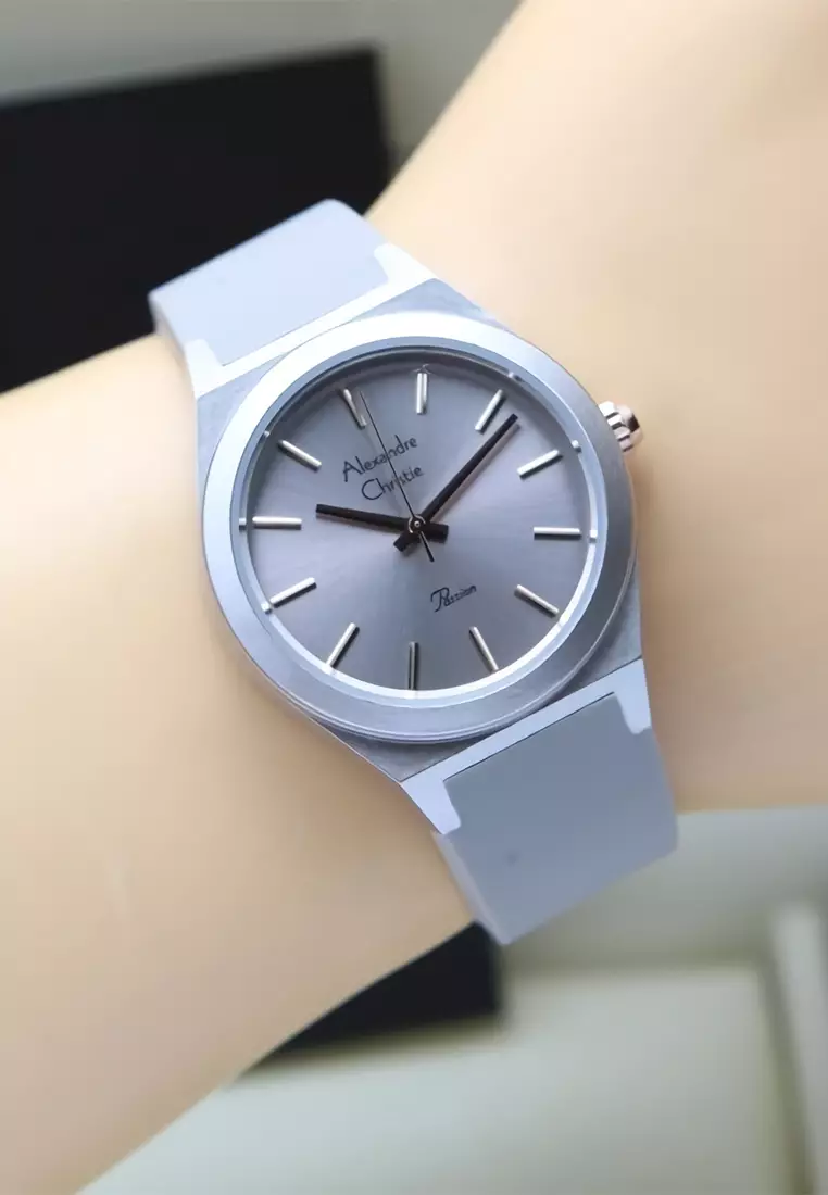 Alexandre Christie - Jam Tangan Analog Wanita - Grey - Rubber Strap - 2A07 LHRRGGR