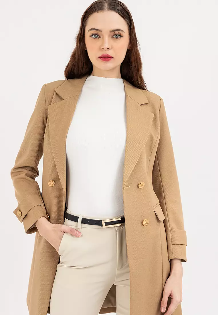 Double Breasted Blazer Trench Coat