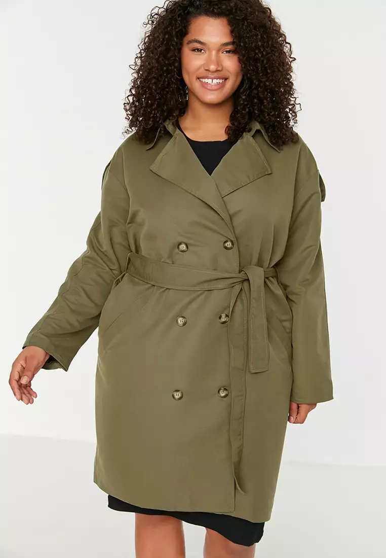 Plus size khaki coat outlet