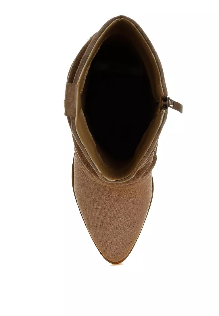 灰褐色休閒小牛皮靴