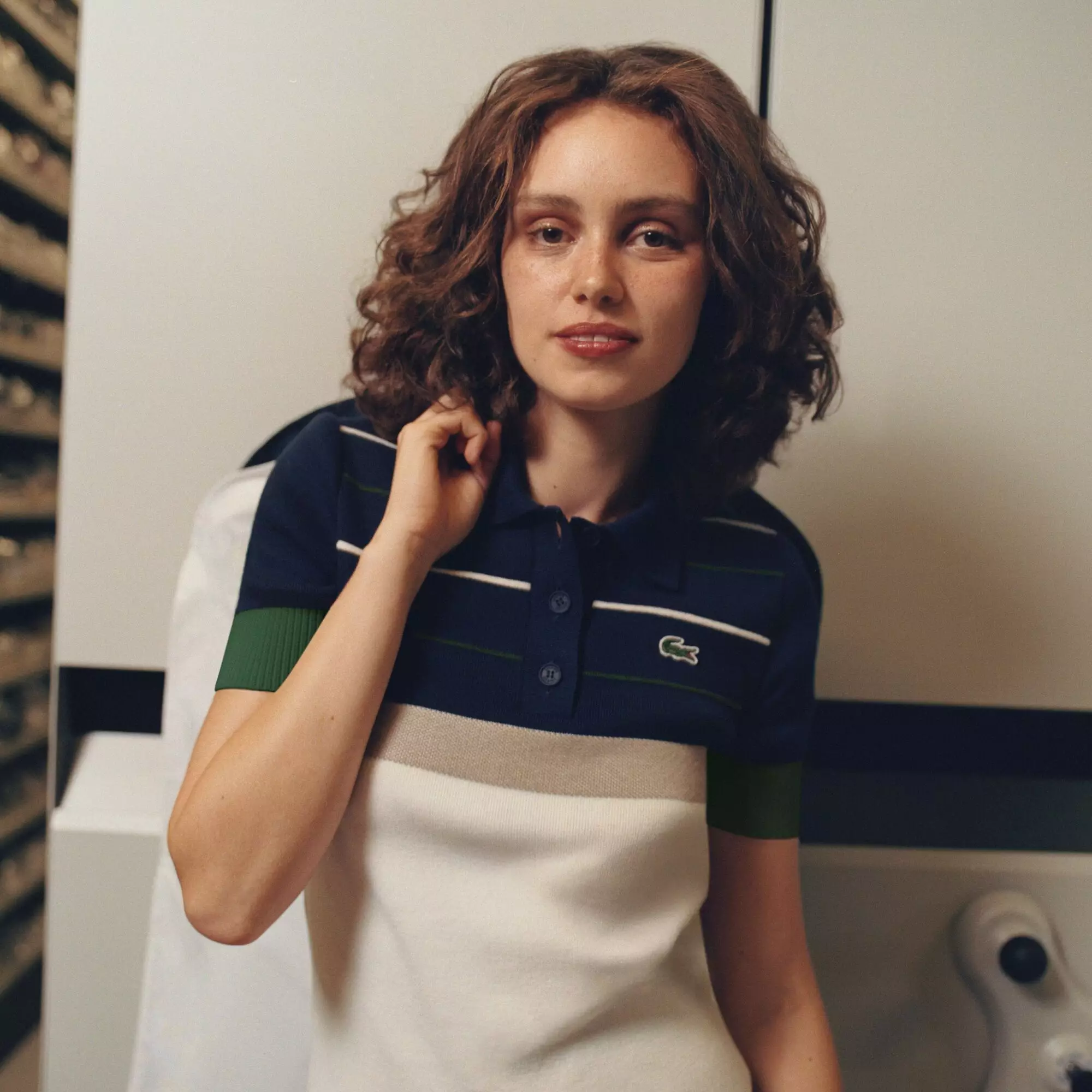 French Made Striped Polo Collar Sweater