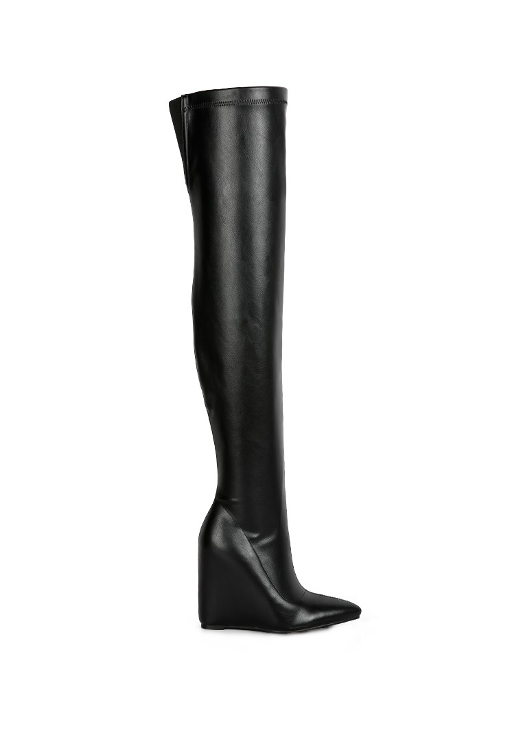 Black Long Knee Platform Chunky Boots