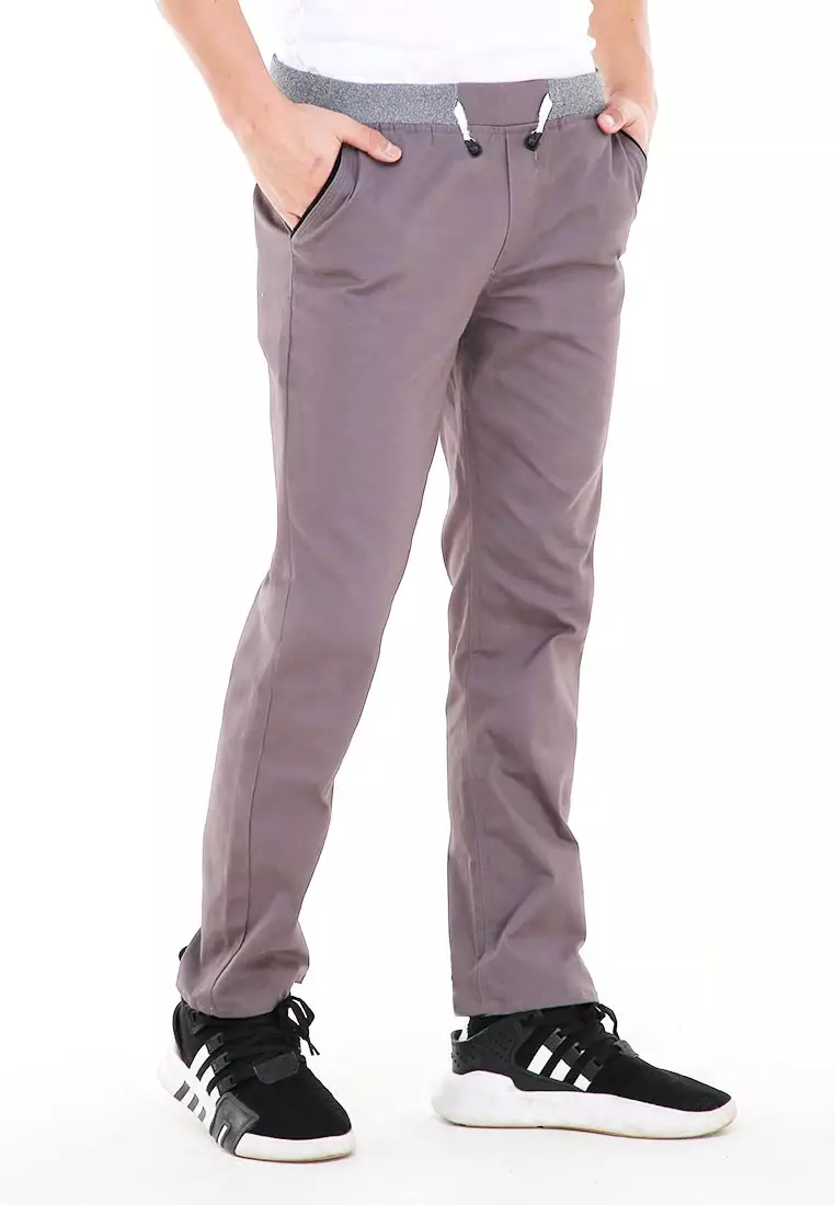 Locko Casual Long Pants Chino Pria Karet Elastis Material Cotton ORIGINAL - Grey