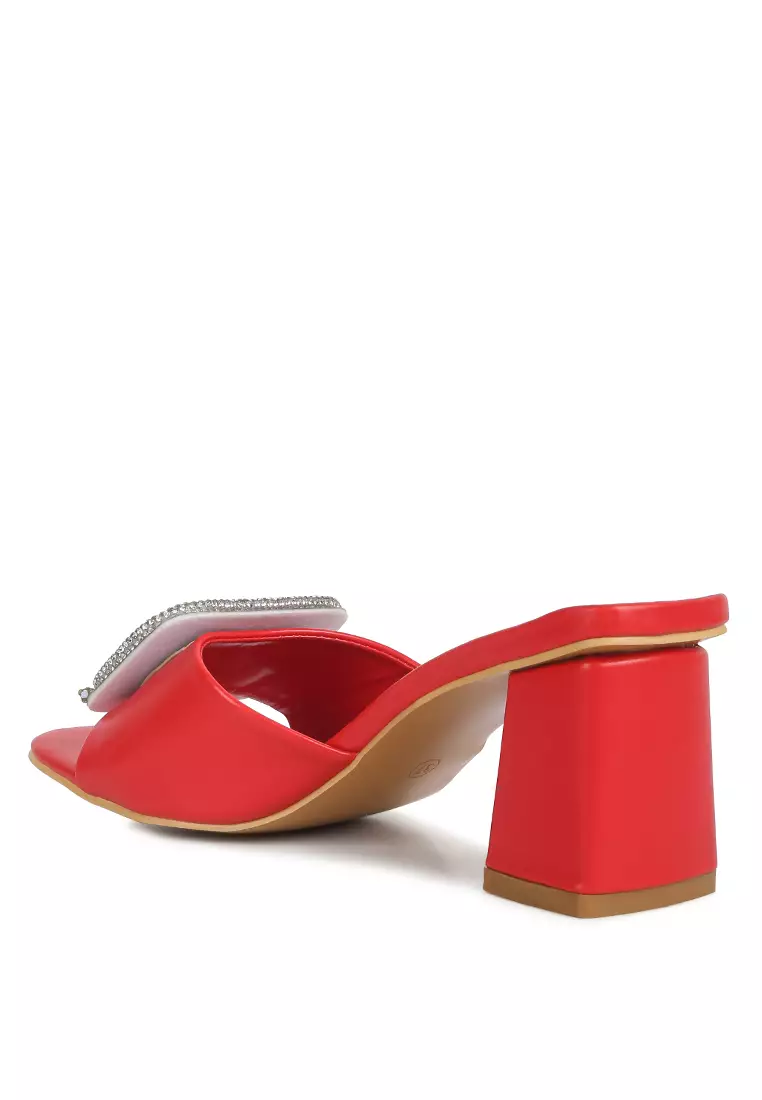 Red embellished sandals outlet