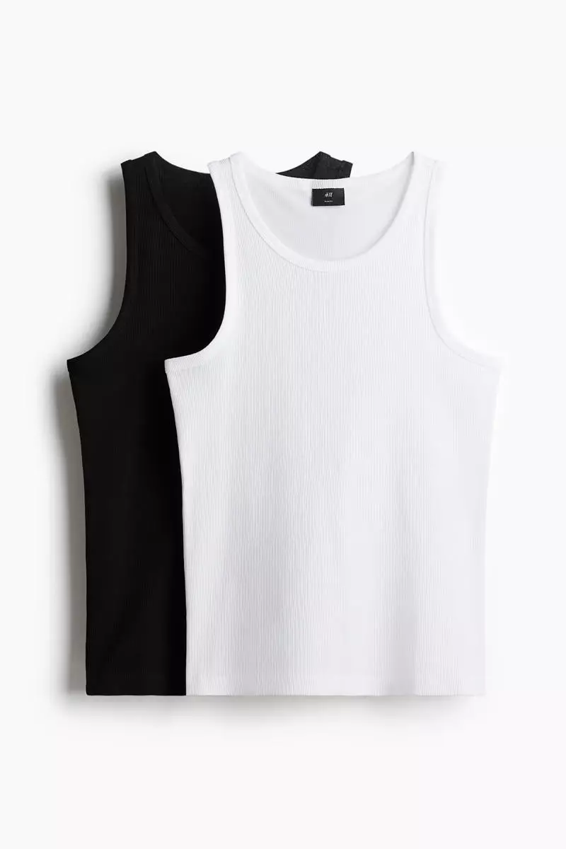 2-pack Slim Fit ribbed vest tops