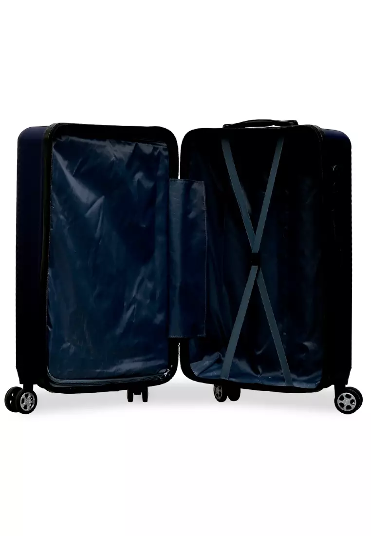 Isvara Tas Koper Hardcase One Set Unisex Large Compartment Suitcase Code Lock System Material ABS+PVC Coated ORIGINAL - Navy