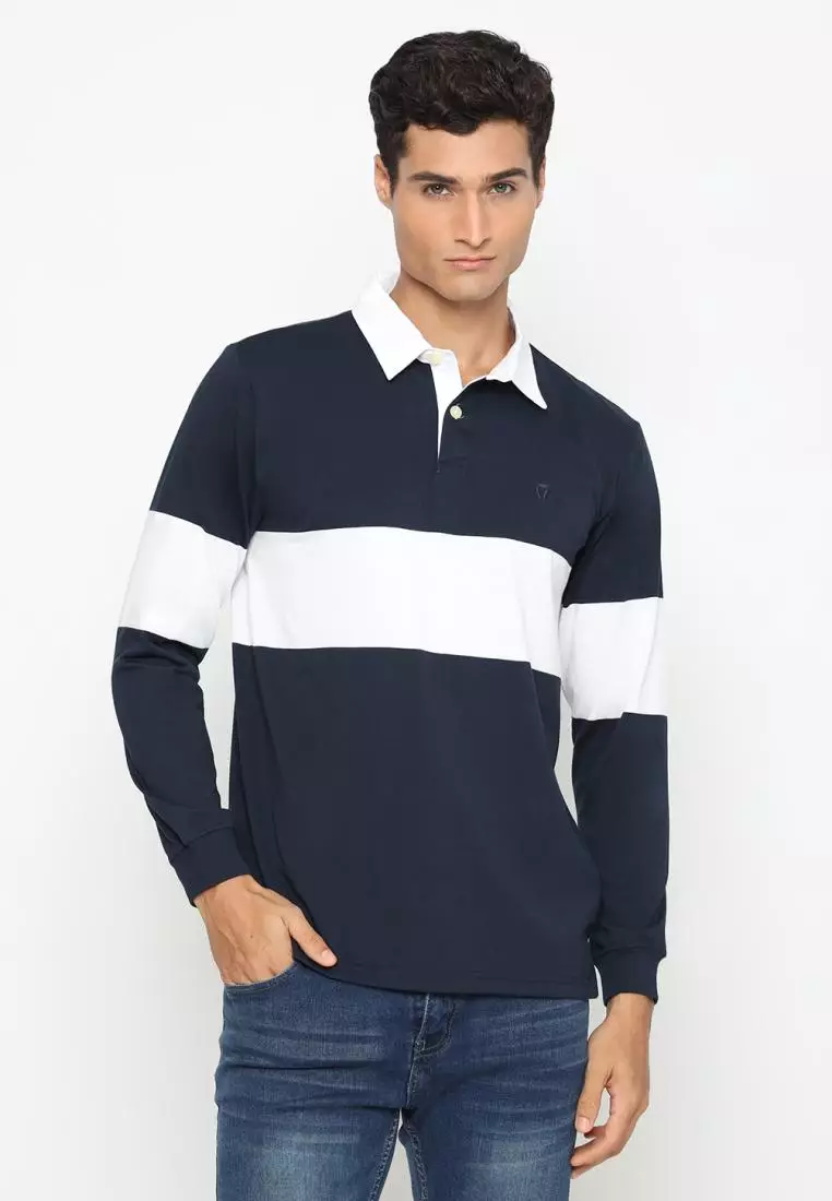 Matsuda Kaos Rugby Polo Shirt Pria Lengan Panjang Nago