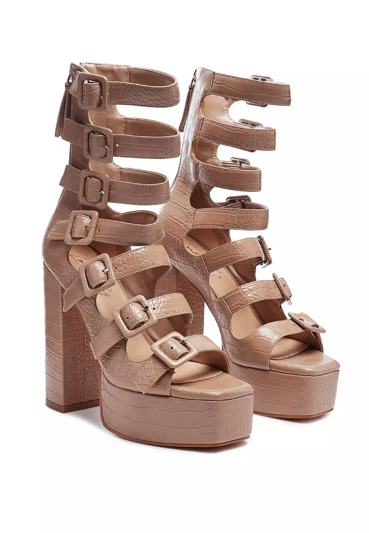 Nude caged heel cheap