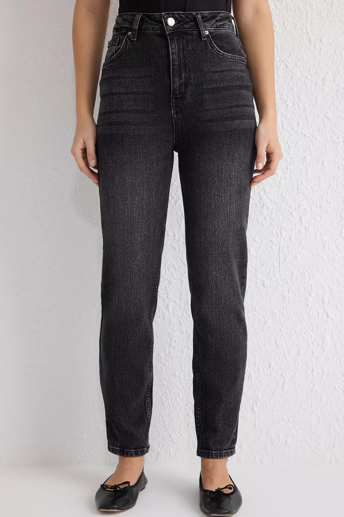 Anthracite High Waist Comfort Mom Jeans