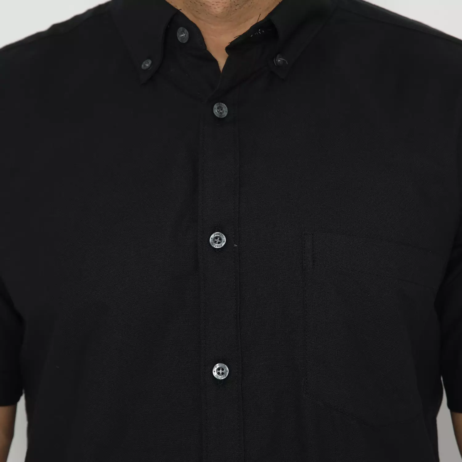 Platini Kemeja Hitam Pria Lengan Pendek Basic Katun Oxford 63206