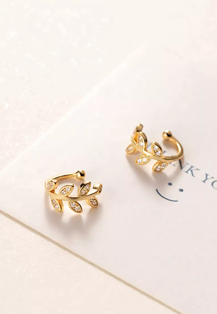 925 Silver Leaf Design Ear Cuff JW AR-G6601