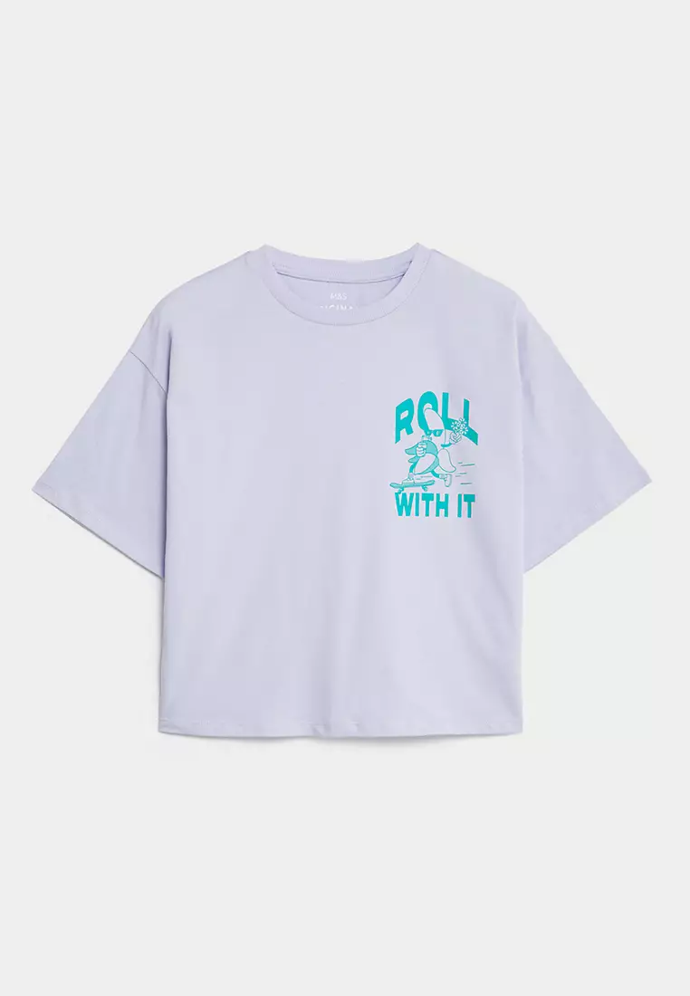Pure Cotton Let's Hang Out Slogan T-Shirt