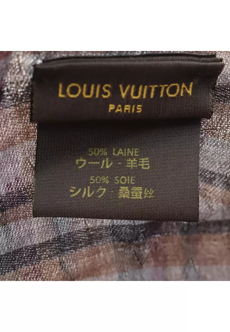Pre-Loved Louis Vuitton monogram Stall check wool silk Brown multicolor
