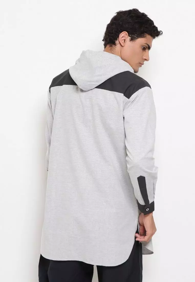 Zayidan Baju Koko Gamis Muslim Pria Zubair Hoodie - Silver