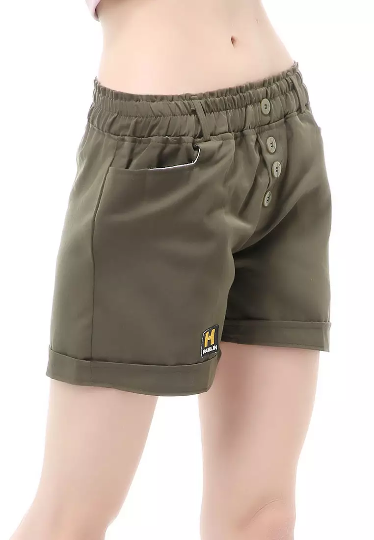 Madoc Short Pants Celana Pendek Kasual Wanita Highwaist Front Pocket Material Cotton ORIGINAL - Army Green