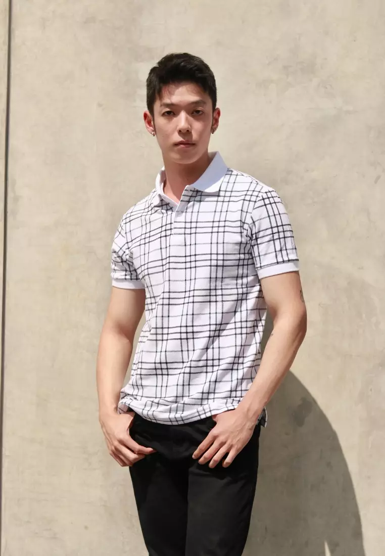 Kale / PARVIS White / Polo Shirt Pria / Atasan Kaos Polo Pria / Kaos Polo Berbahan Cotton Pique / Polo Shirt Slim Fit