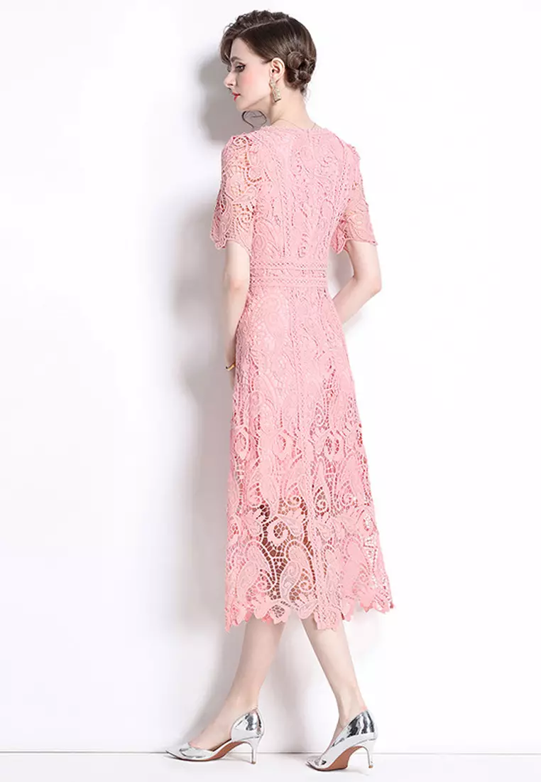 Elegant French Lace Tea Dress ZHY8579