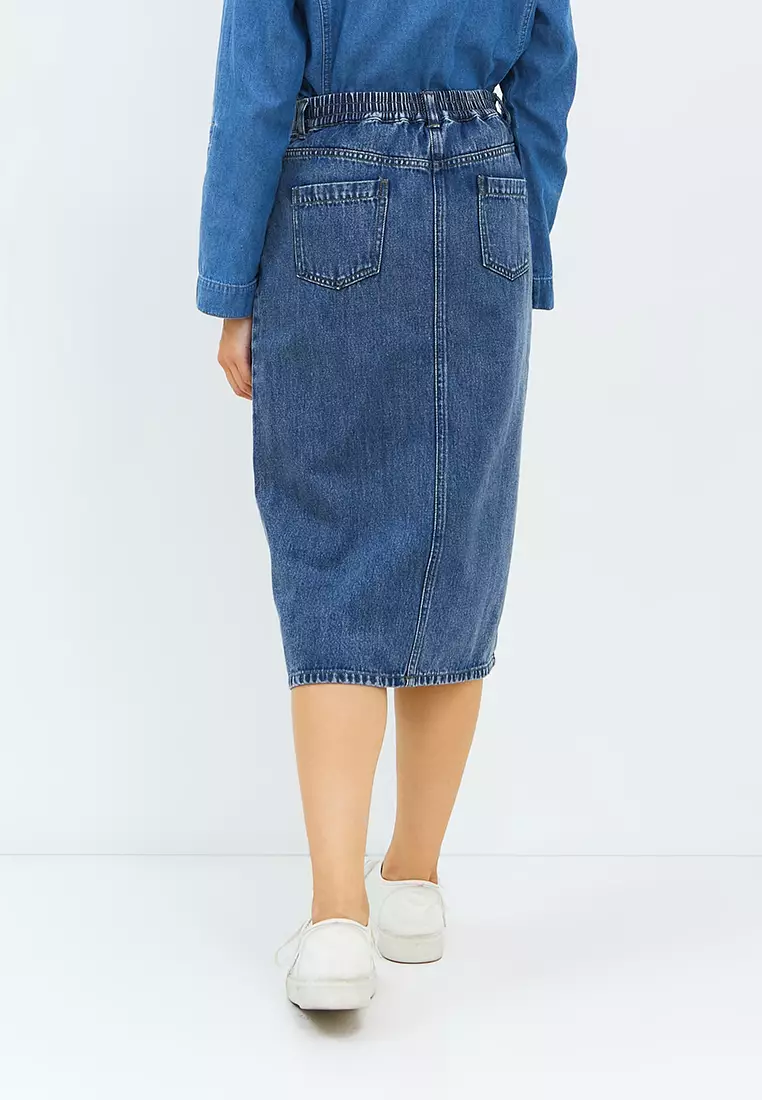 Gita Midi Blue Ice Wash Skirt (G.2303)