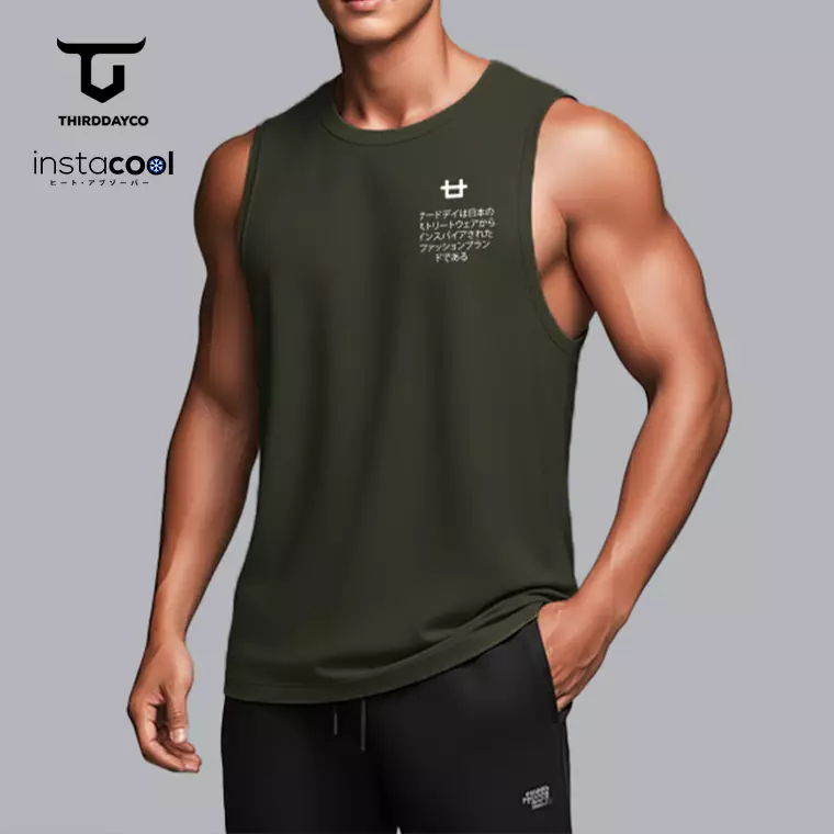 THIRDDAY Kutung Pria Casual HKR Logo Katakana Paragraph army MTY26