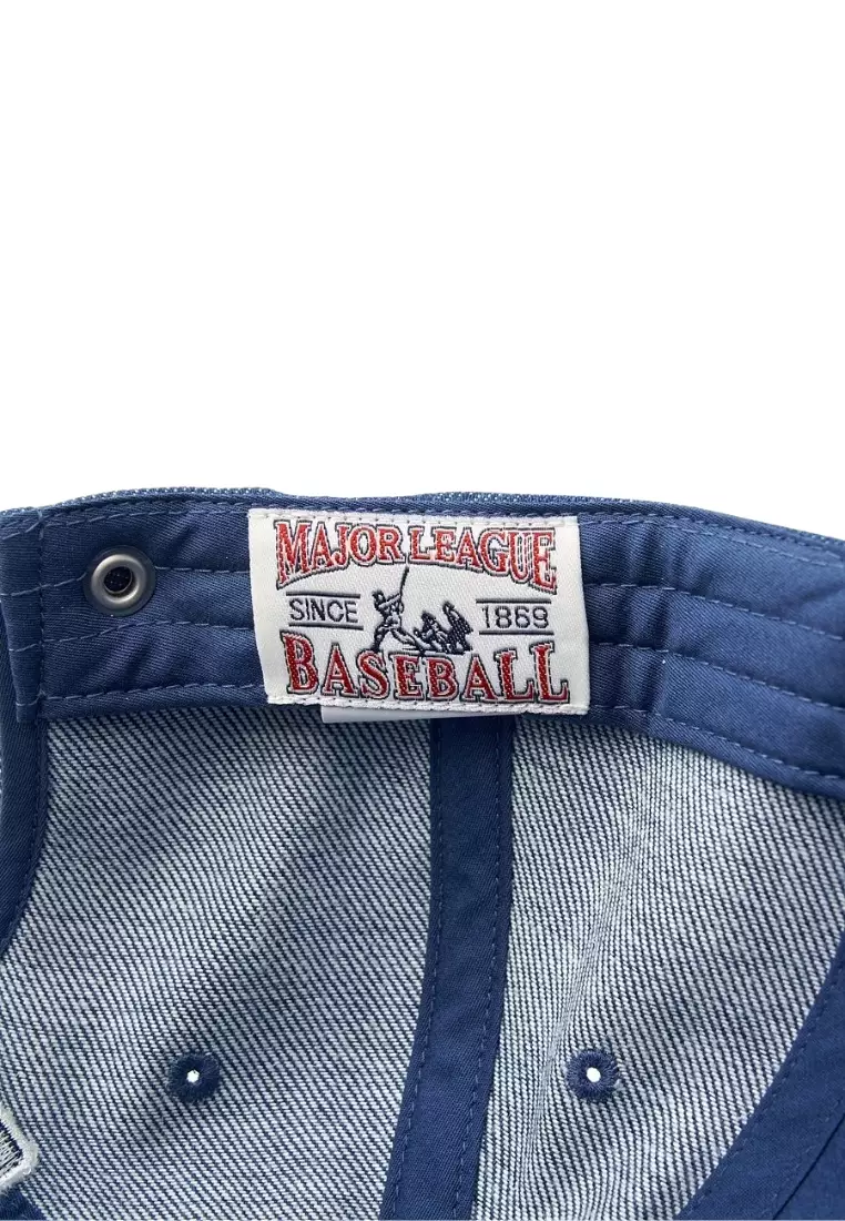 ★MLB Korea★ Denim New Structure Ball Cap NY Indigo 3ACPD01 Jual MLB Korea Embo Logo Denim Structured Ball Cap - NY