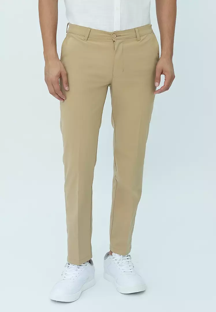 Johnwin - Celana Formal Sigma Ankle Pants - Celana Panjang Pria - Bahan Katun Polyester - Slim Fit - Cream - F.1024.006.126.C