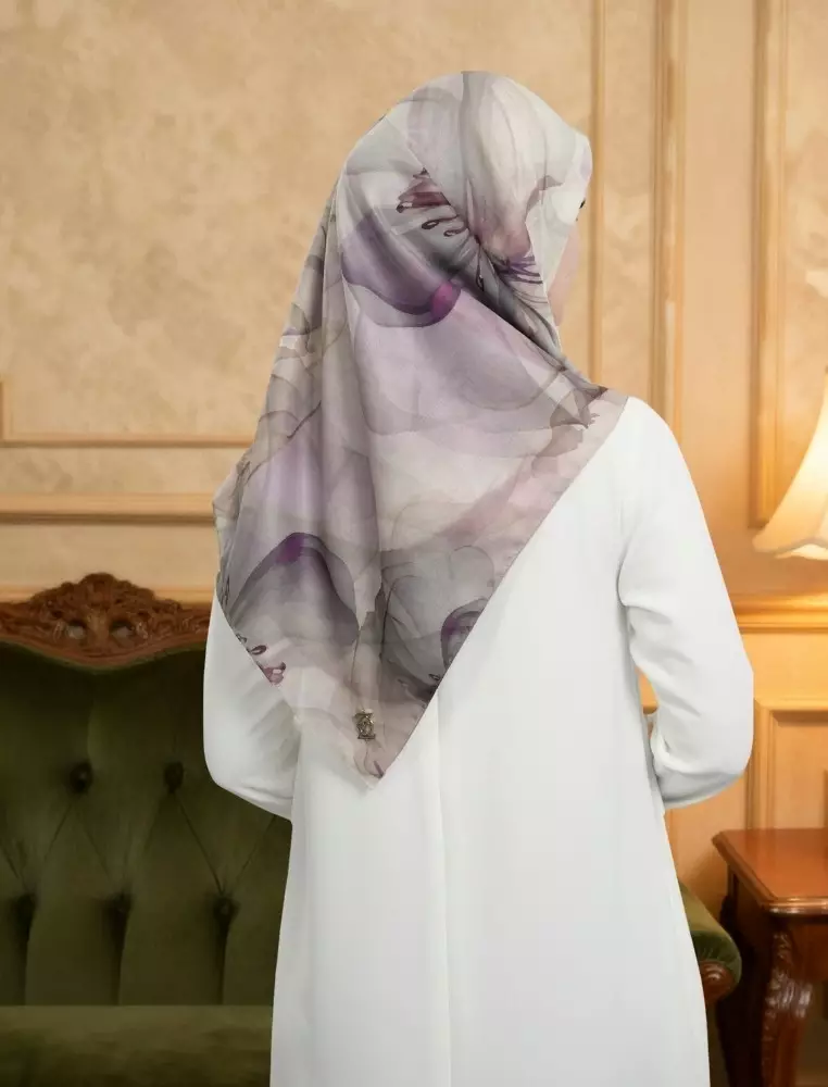 Zyla Print Scarf Yellow - Kerudung Hijab Segiempat Motif Premium - Box