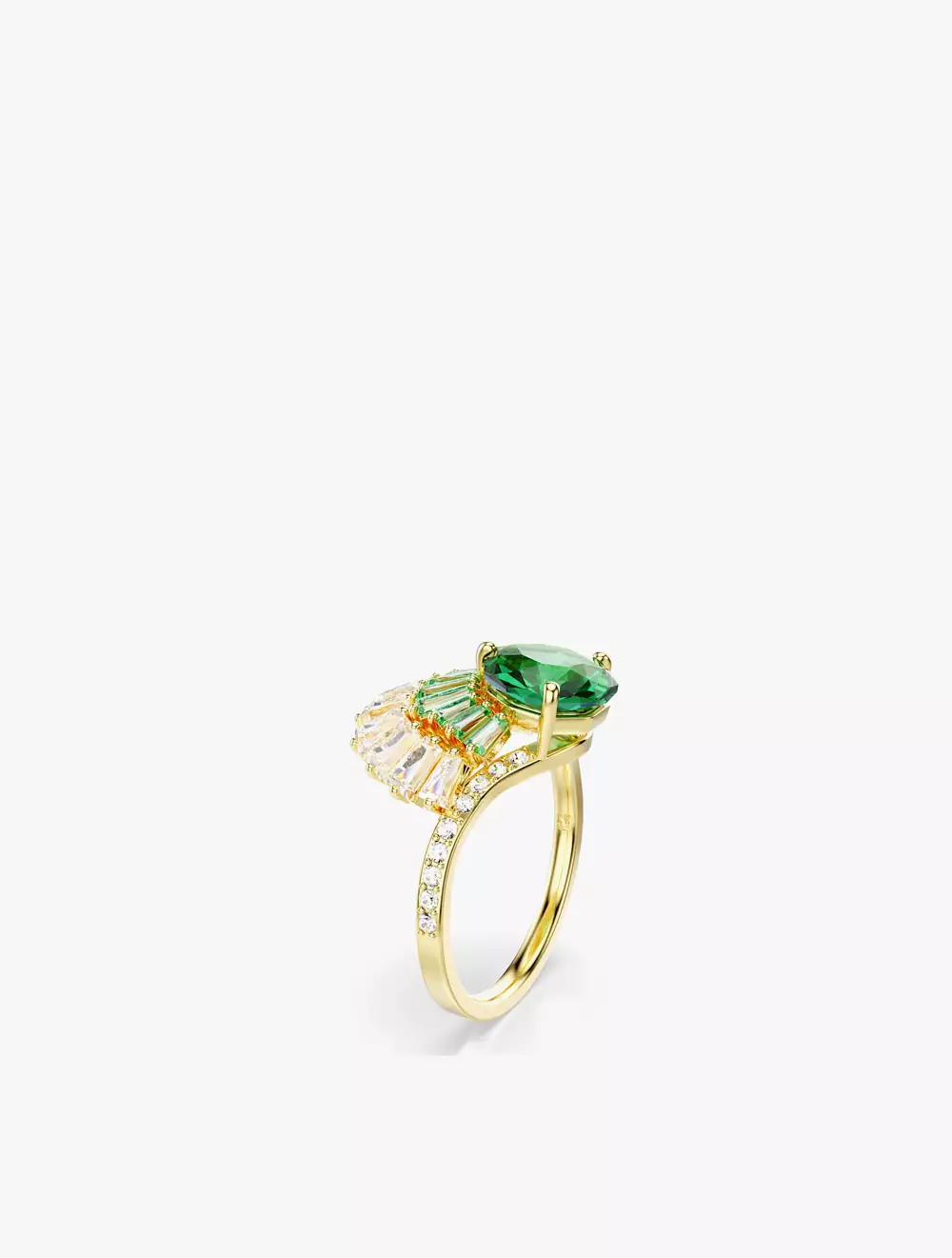 Idyllia Ring, Mixed Cuts, Shell, Green, Gold-Tone Plated - Green