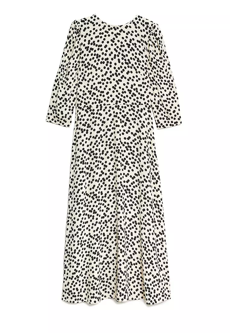 Floral Round Neck Midi Tea Dress