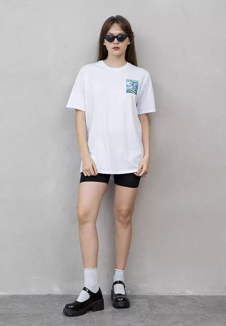 Kaos Putih t shirt polos wanita houseofcuff motif Surf Rabbit