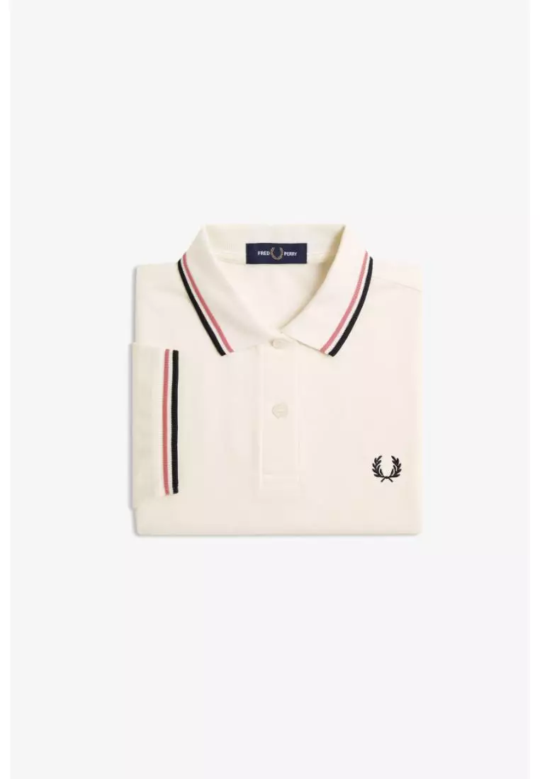 Fred Perry G3600 Twin Tipped Fred Perry Shirt (Light Ecru / Putty Pink / Black)