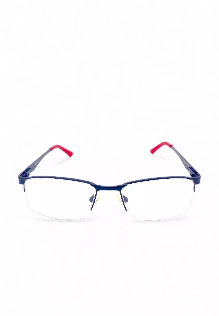 OPH Men's Rectangle Frame Navy Metal Optical Frame with Demo Lens OPHSC1540210