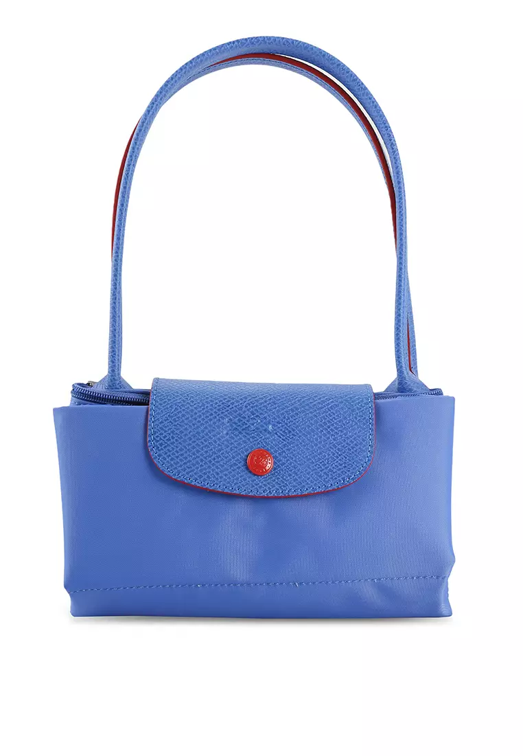 tas satchel Longchamp Cuir Medium Blue Satchel Bag