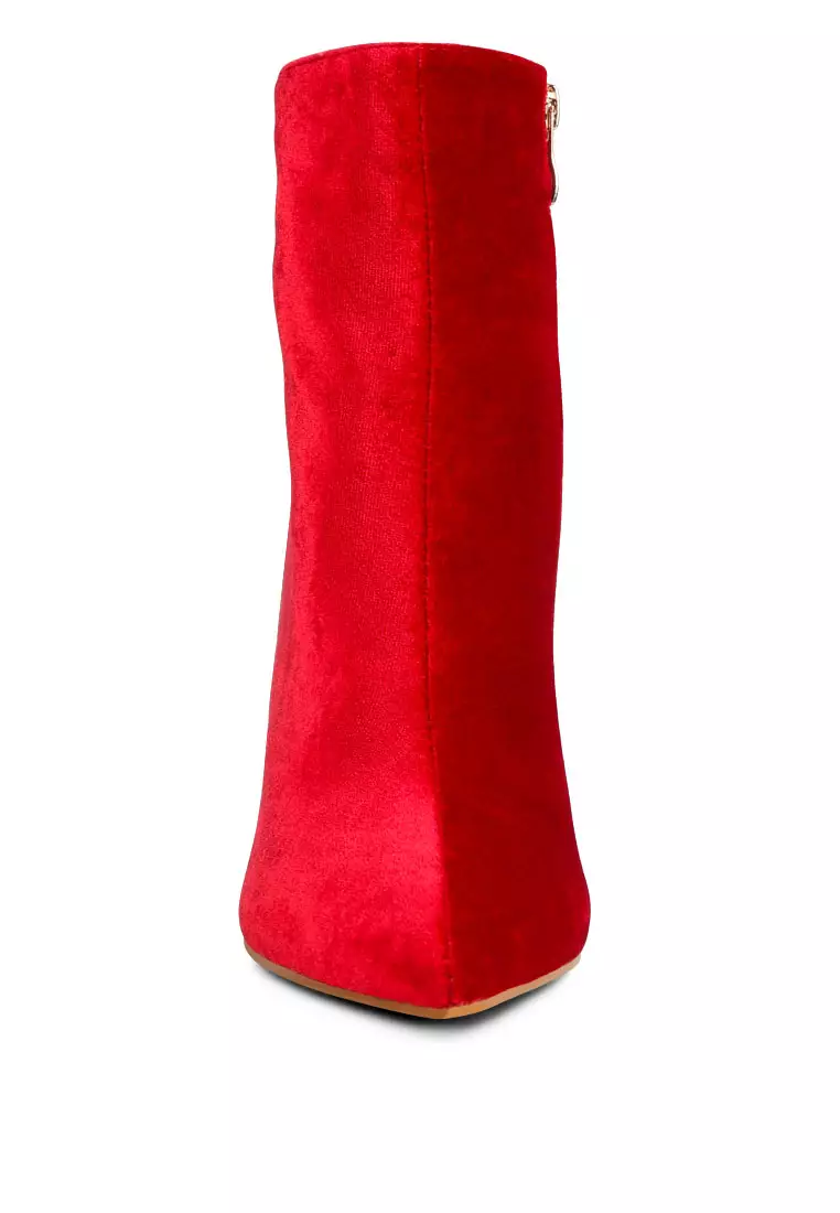Buy RAG CO Metallic Highlight Red High Heeled Ankle Boots 2024