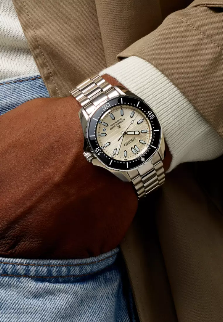 Seiko Prospex Polygonal Bezel Pearl White Stainless Steel Band Automatic 3 Days Diver's 300m Watch SPB481J1