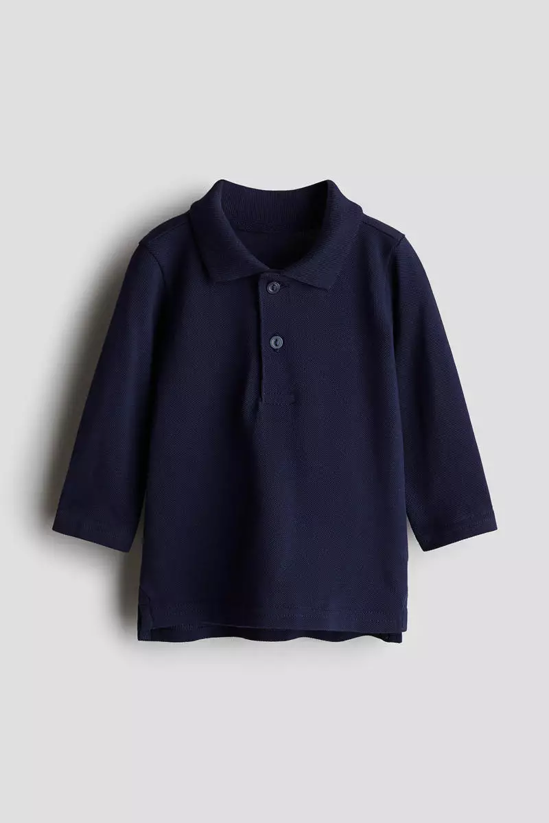 Long-sleeved piqué polo shirt