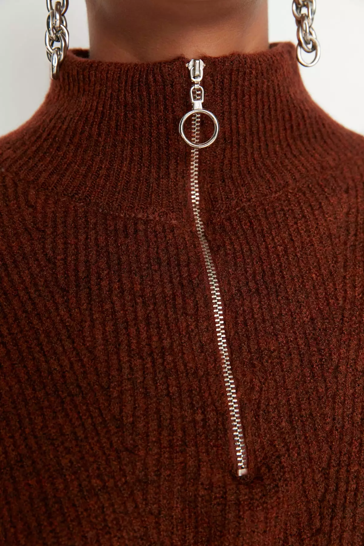Textured Zip Knit Sweatshirt