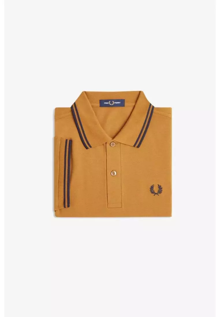 Fred Perry M3600 The Twin Tipped Fred Perry Shirt (Dark Caramel / Navy / Navy)