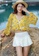 YG Fitness white and yellow (3PCS) Simple Fresh Print Swimsuit Set 87014US25FFCF0GS_3