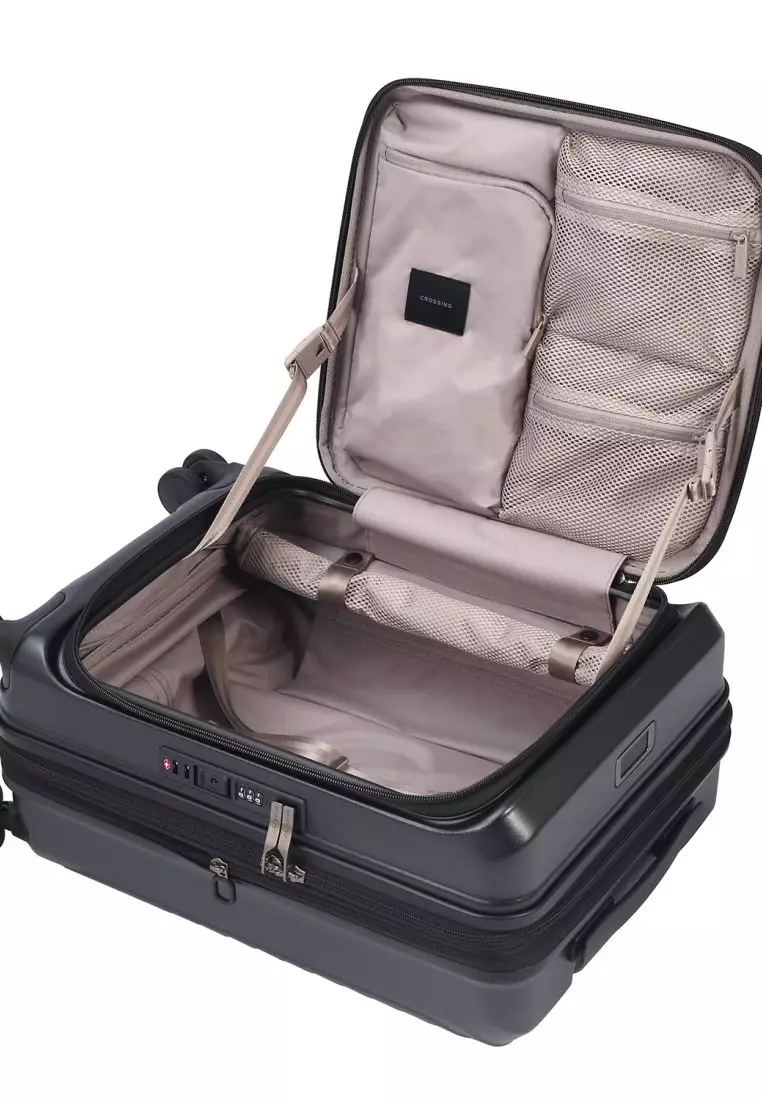 CROSSING INVI 20" Carry On Expandable Luggage With Front & Middle Access V3 - Black