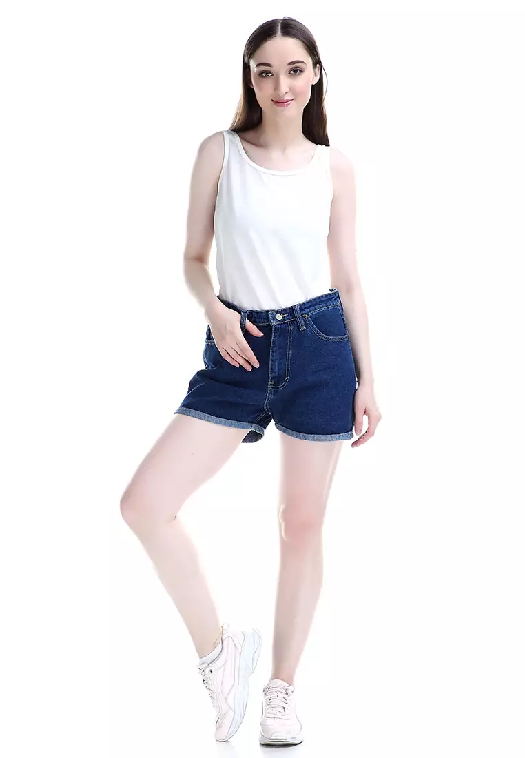 Fern Celana Jeans Pendek Bawahan Wanita Hotpants Simple Woman - Navy