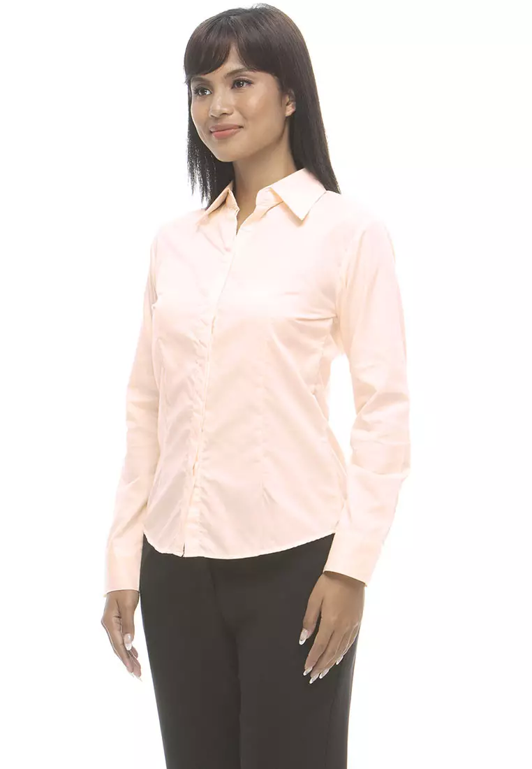 Delaney Pinstripe Long Sleeve Office Blouse
